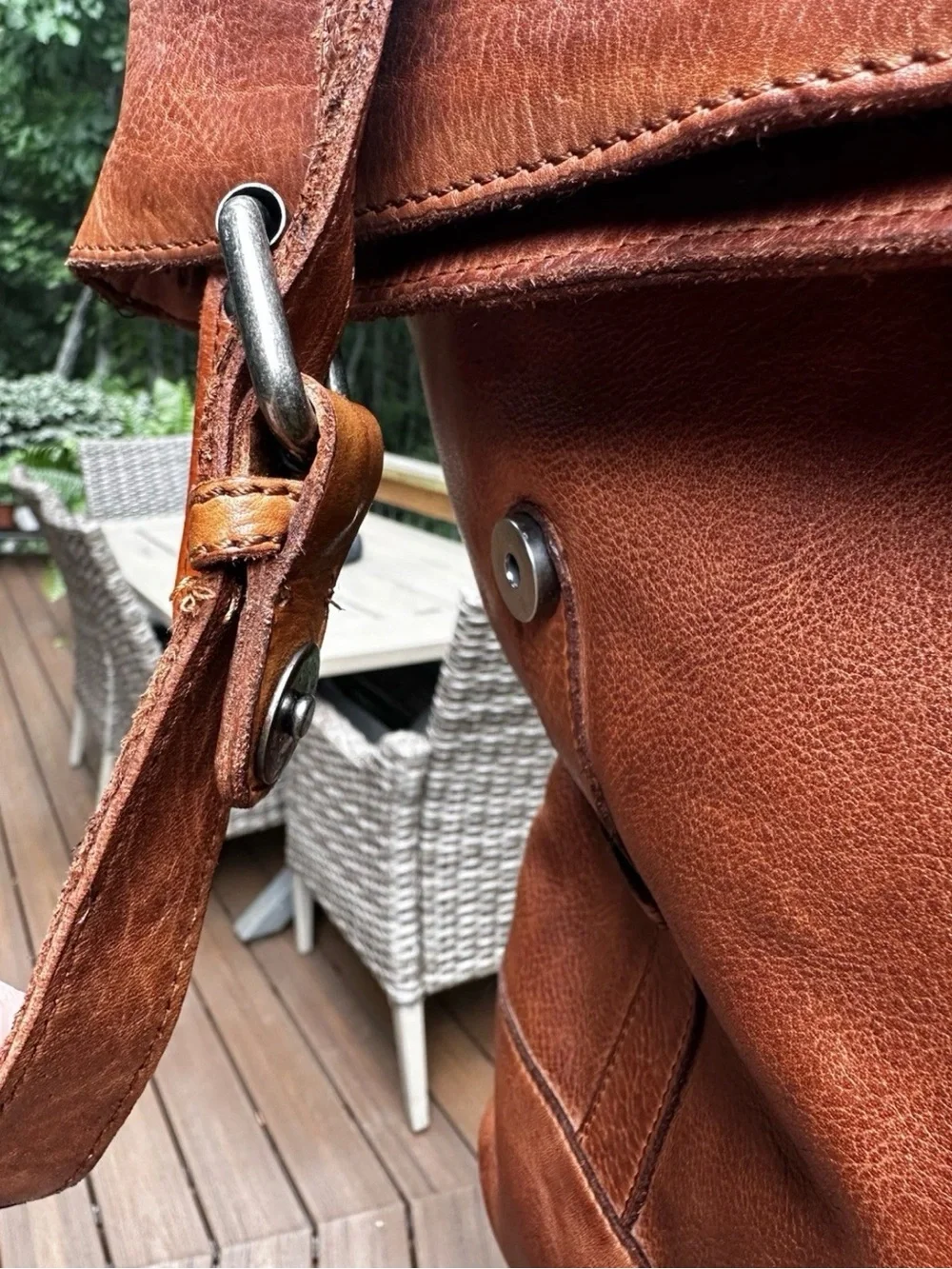 Vilenca Holland Genuine Leather Backpack Cognac Brown Large Rucksack Distressed